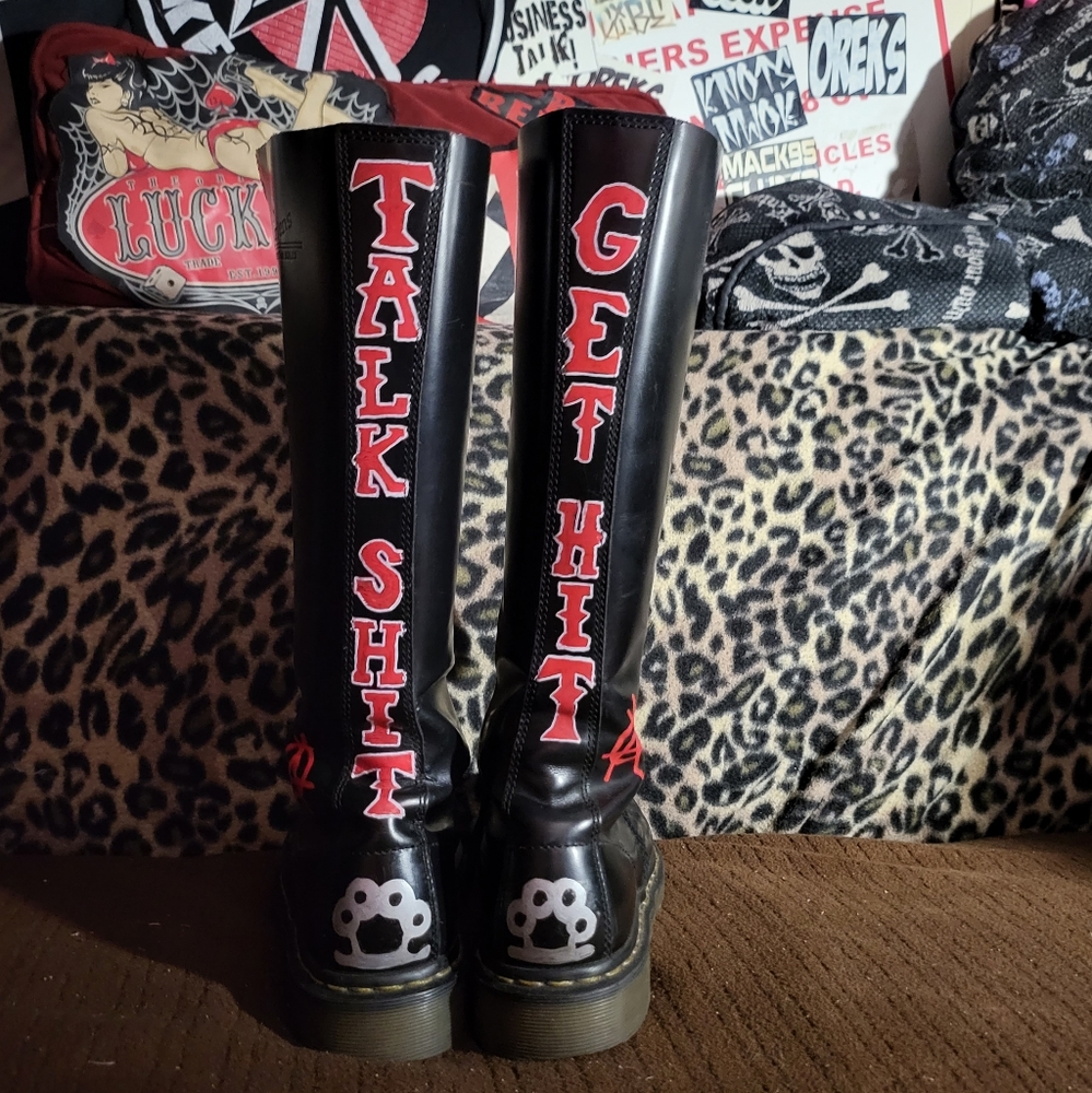 Custom made knee high 20 hole doc martins